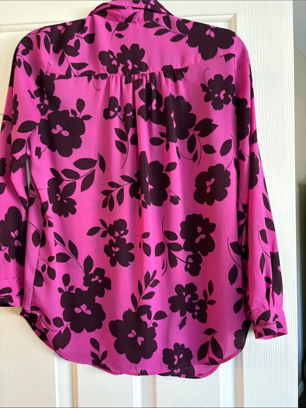 Ann Taylor Fuchsia Floral Camp Blouse